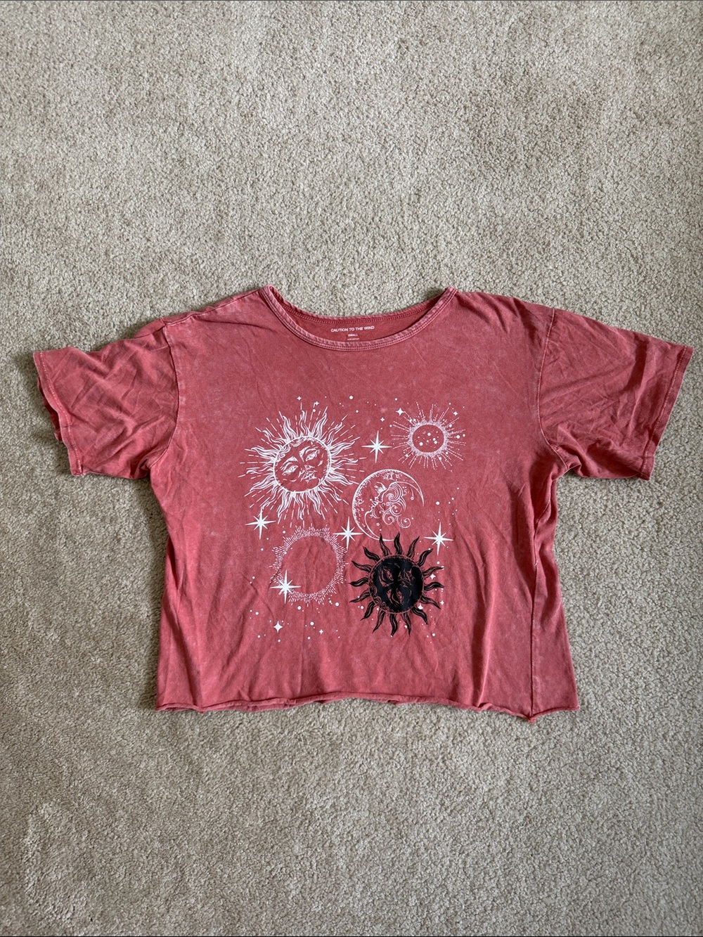 Caution To The Wind Pink Sun & Moon Graphic Tee